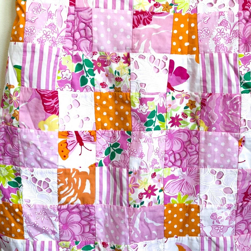 Vintage Lilly Pulitzer Preppy Patchwork Strapless Dress Size 6 Pink Coquette - Picture 7 of 9